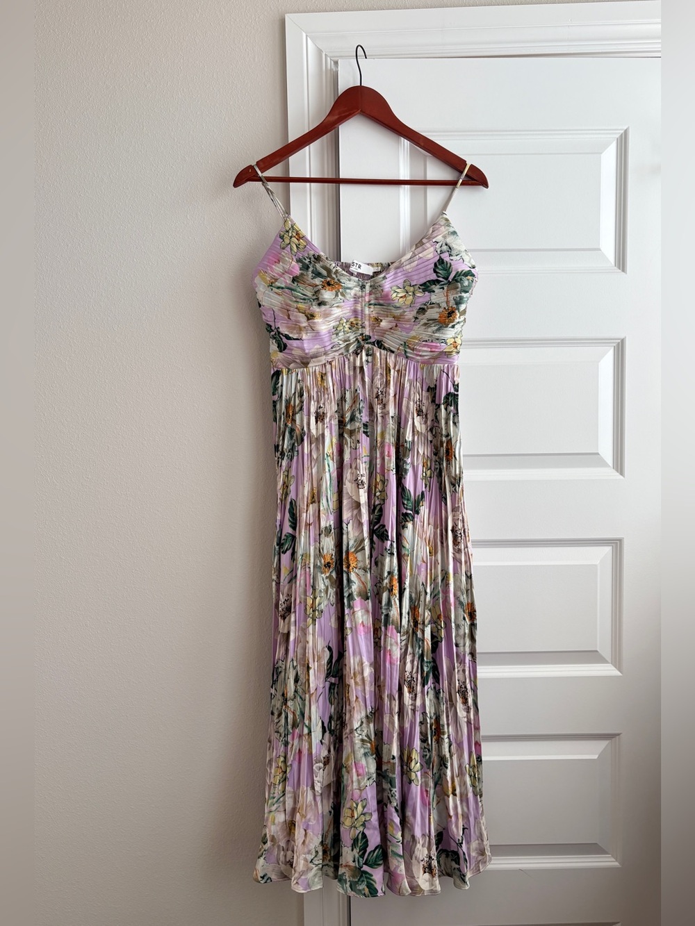 ASTR the label M Maeve Floral Lavender Pleated Midi Dress Nordstrom